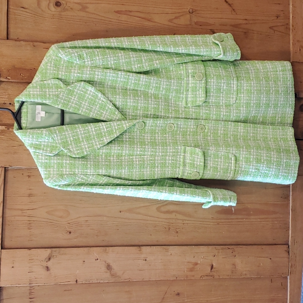 Apt. 9 Light Green Plaid Coat Jacket Spring Size 4